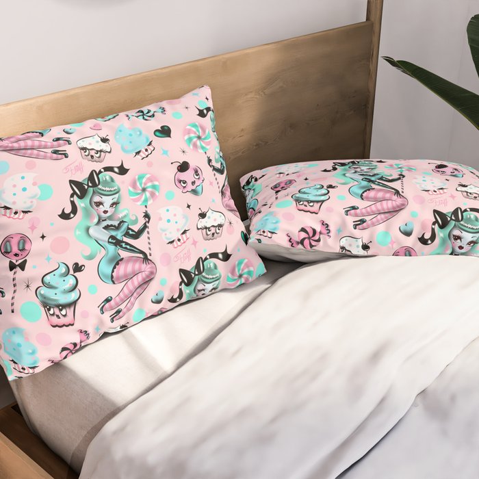 MInt Sugar Pinup Doll Pattern Pillow Sham Gallery Image 2