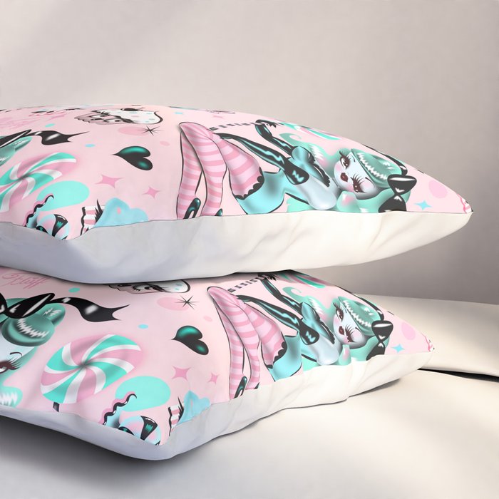 MInt Sugar Pinup Doll Pattern Pillow Sham Gallery Image 3