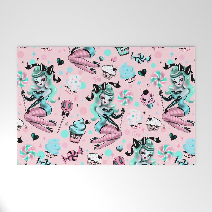 MInt Sugar Pinup Doll Pattern Welcome Mat Gallery Image 1