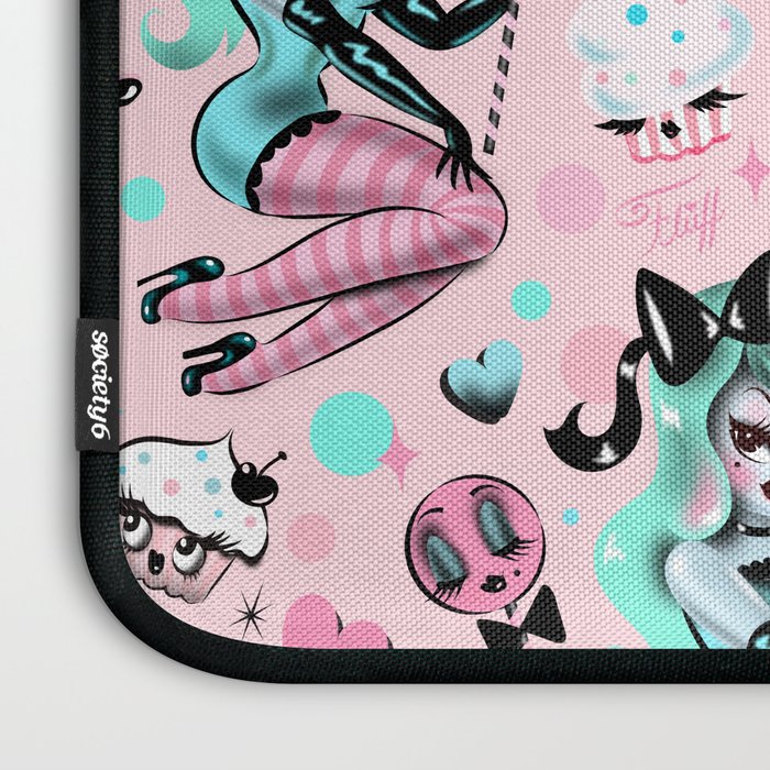 MInt Sugar Pinup Doll Pattern Laptop Sleeve Gallery Image 3