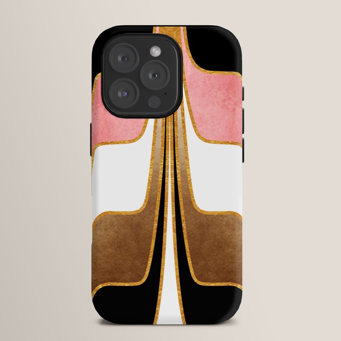 Mid Century Modern Liquid Watercolor Abstract / Faux Gold, Blush Pink, Brown, Black, White / V1 iPhone Case Gallery Image 15