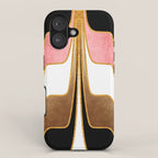 Mid Century Modern Liquid Watercolor Abstract / Faux Gold, Blush Pink, Brown, Black, White / V1 iPhone Case Gallery Image 1