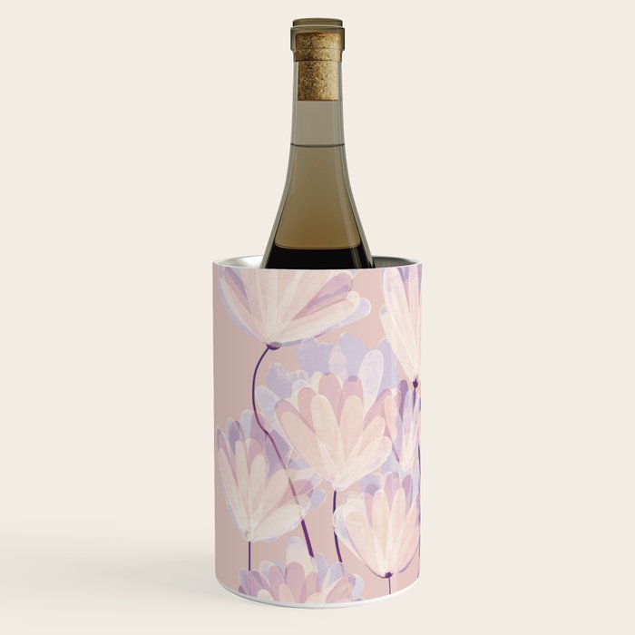 Delicate Light Pink Abstract Flowers Wine Chiller Gallery Image 2