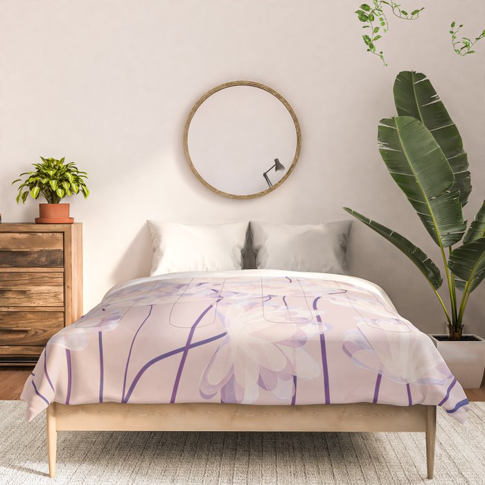 Delicate Light Pink Abstract Flowers Comforter Gallery Image 3