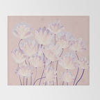 Delicate Light Pink Abstract Flowers Throw Blanket Gallery Image 2