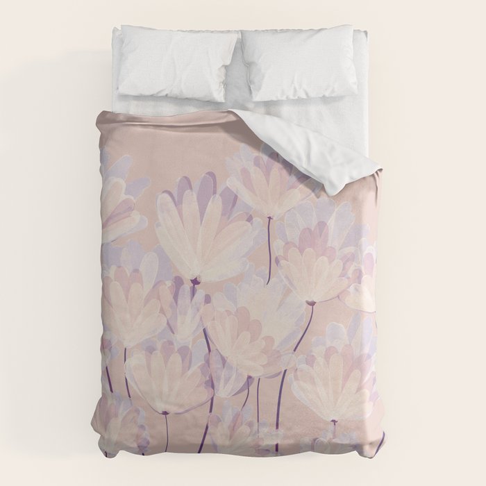 Delicate Light Pink Abstract Flowers Duvet Cover Gallery Image 6