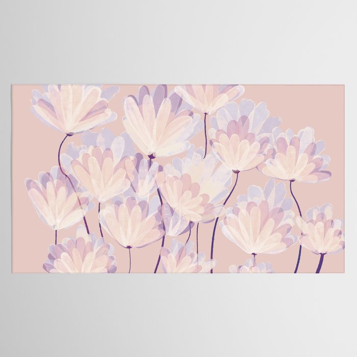 Delicate Light Pink Abstract Flowers Tablecloth Gallery Image 2