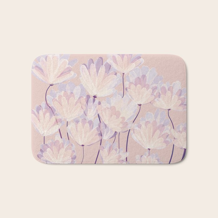 Delicate Light Pink Abstract Flowers Bath Mat Gallery Image 1