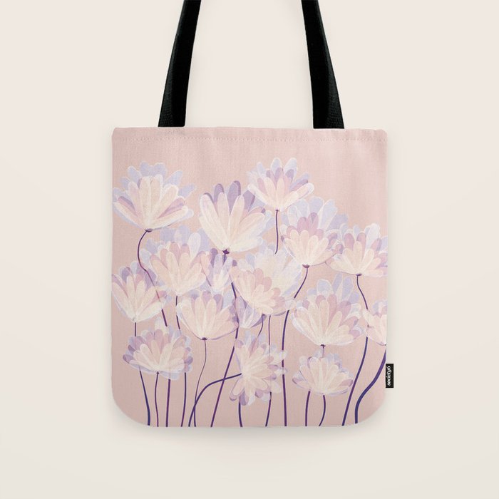 Delicate Light Pink Abstract Flowers Tote Bag Gallery Image 1