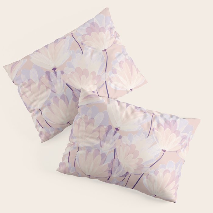 Delicate Light Pink Abstract Flowers Pillow Sham Gallery Image 3