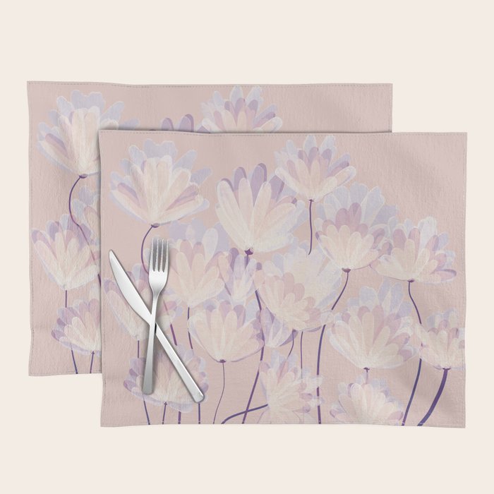 Delicate Light Pink Abstract Flowers Placemat Gallery Image 1