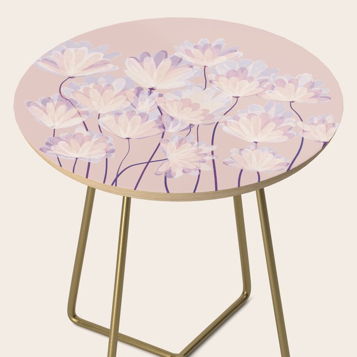 Delicate Light Pink Abstract Flowers Side Table Gallery Image 2