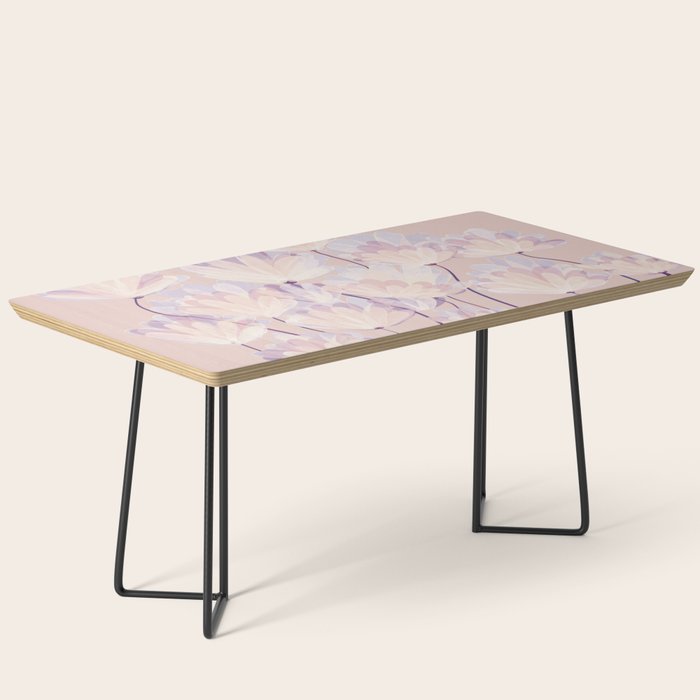 Delicate Light Pink Abstract Flowers Coffee Table Gallery Image 1