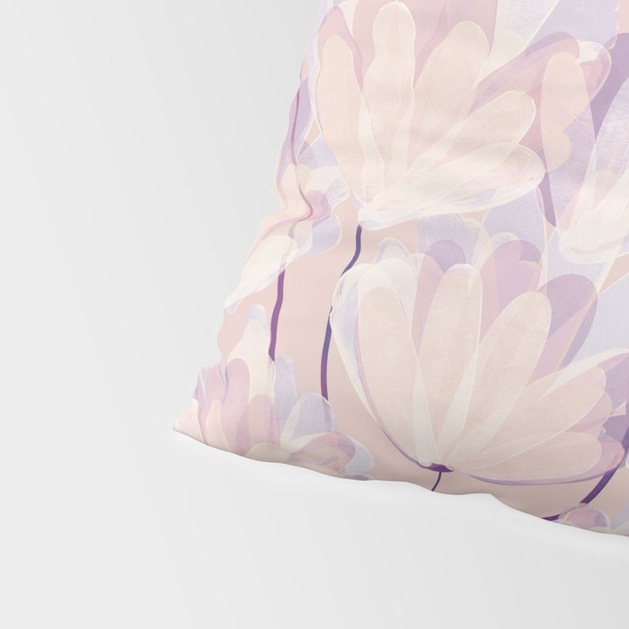 Delicate Light Pink Abstract Flowers Pillow Sham Gallery Image 4
