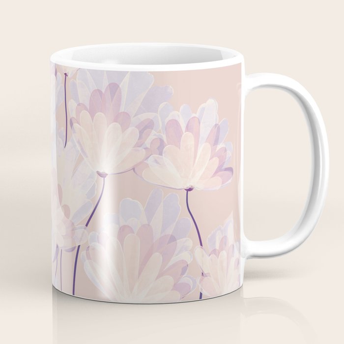 Delicate Light Pink Abstract Flowers Coffee Mug Gallery Image 1
