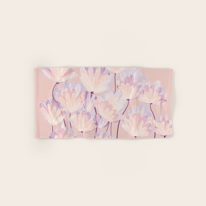 Delicate Light Pink Abstract Flowers Bath Towel Gallery Image 1