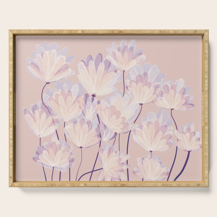 Delicate Light Pink Abstract Flowers Serving Tray Gallery Image 1