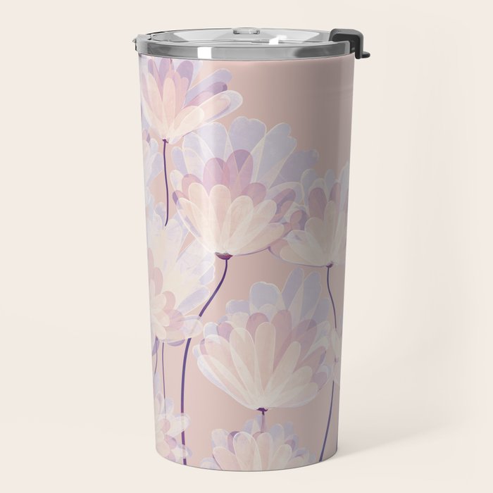 Delicate Light Pink Abstract Flowers Travel Mug Gallery Image 2