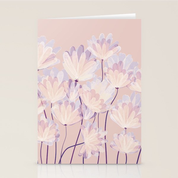 Delicate Light Pink Abstract Flowers Stationery Card Gallery Image 1