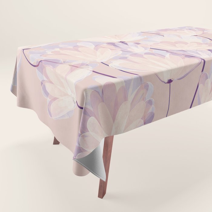 Delicate Light Pink Abstract Flowers Tablecloth Gallery Image 1
