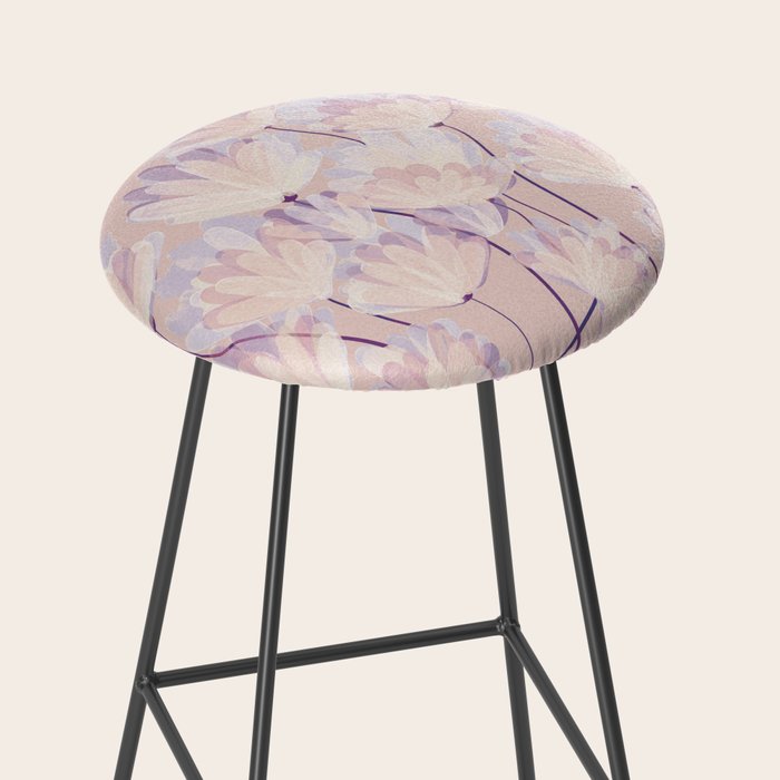 Delicate Light Pink Abstract Flowers Stool Gallery Image 2