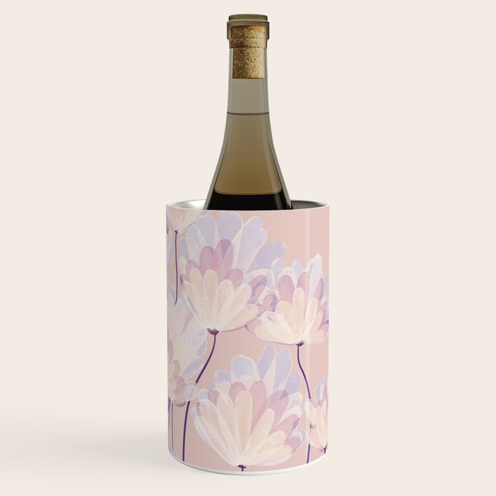 Delicate Light Pink Abstract Flowers Wine Chiller Gallery Image 3