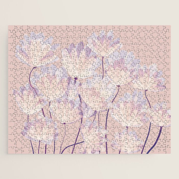 Delicate Light Pink Abstract Flowers Jigsaw Puzzle Gallery Image 1