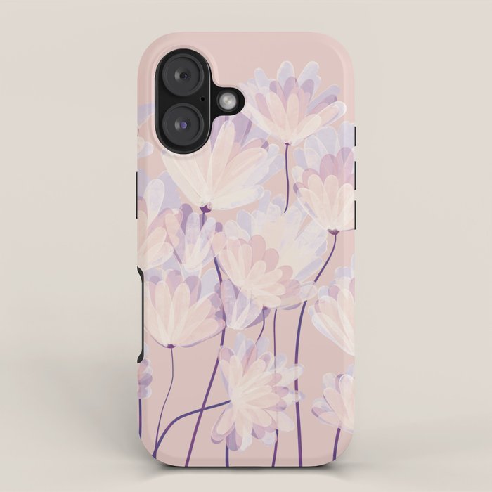 Delicate Light Pink Abstract Flowers iPhone Case