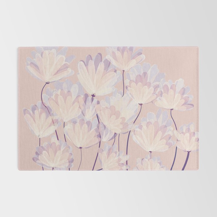 Delicate Light Pink Abstract Flowers Rug Gallery Image 2
