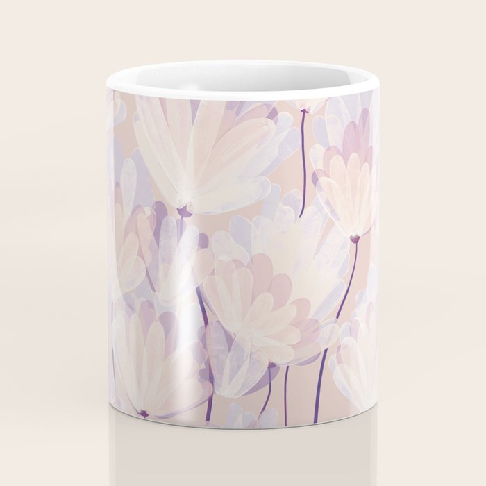 Delicate Light Pink Abstract Flowers Coffee Mug Gallery Image 4