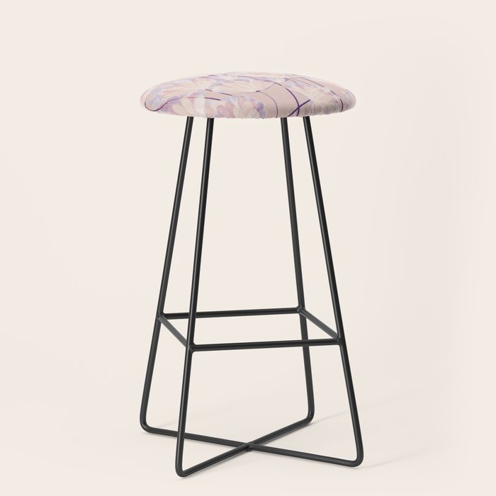 Delicate Light Pink Abstract Flowers Stool Gallery Image 1