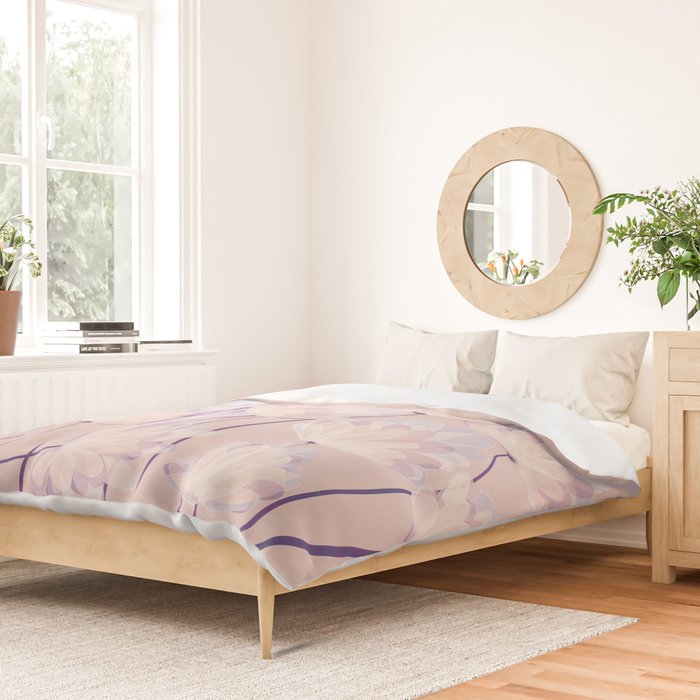 Delicate Light Pink Abstract Flowers Duvet Cover Gallery Image 2
