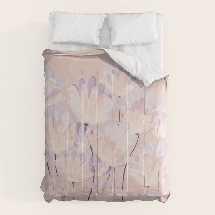 Delicate Light Pink Abstract Flowers Comforter Gallery Image 6