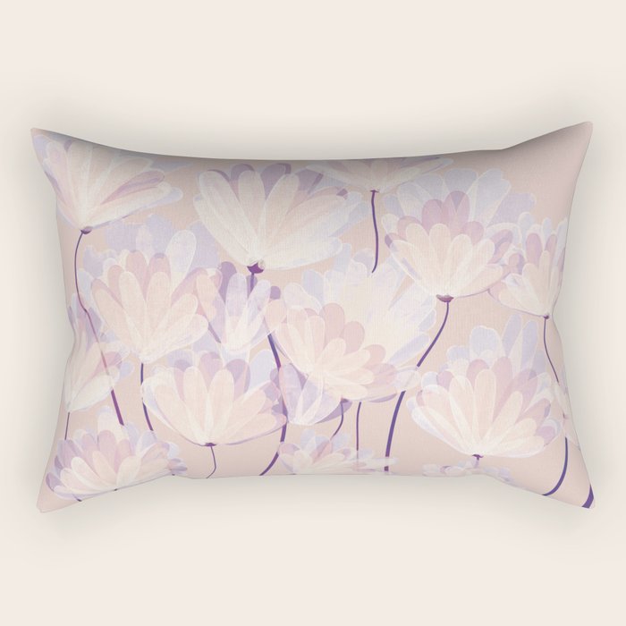 Delicate Light Pink Abstract Flowers Rectangular Pillow Gallery Image 1
