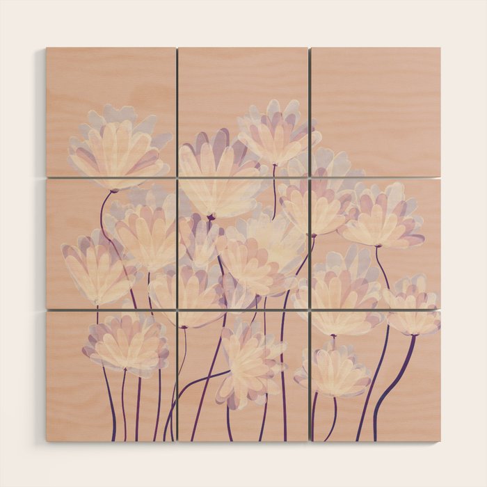 Delicate Light Pink Abstract Flowers Wood Wall Art Gallery Image 1