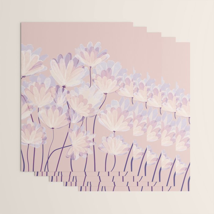 Delicate Light Pink Abstract Flowers Wrapping Paper Gallery Image 3
