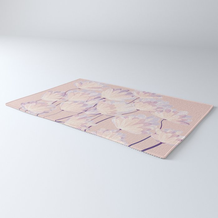 Delicate Light Pink Abstract Flowers Rug Gallery Image 3