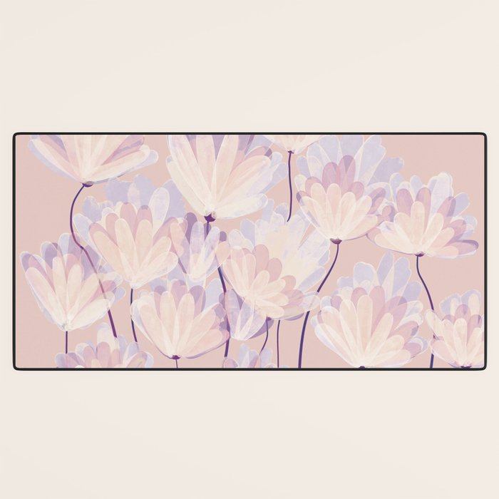 Delicate Light Pink Abstract Flowers Desk Mat Gallery Image 3