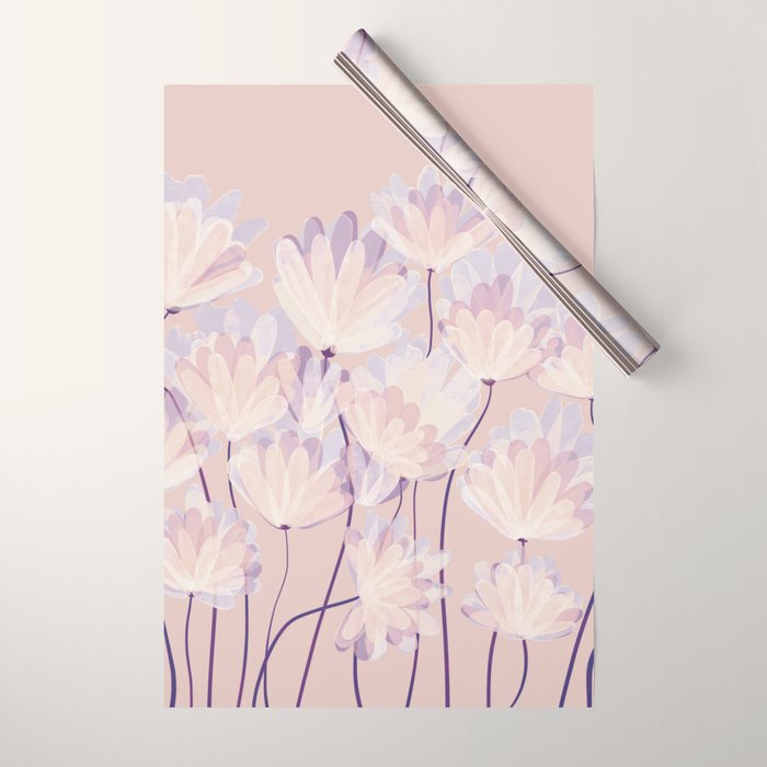 Delicate Light Pink Abstract Flowers Wrapping Paper Gallery Image 1