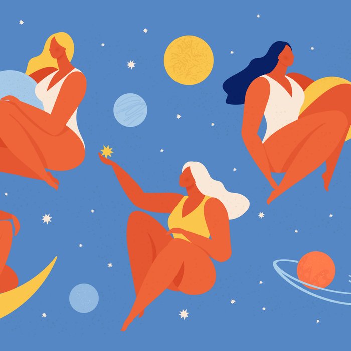 Collection of women holding planet with dream universe. Coffee Mug Gallery Image 2