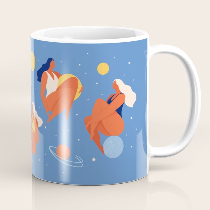 Collection of women holding planet with dream universe. Coffee Mug Gallery Image 1