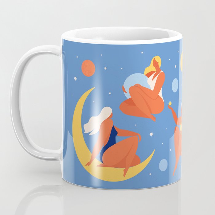 Collection of women holding planet with dream universe. Coffee Mug Gallery Image 3