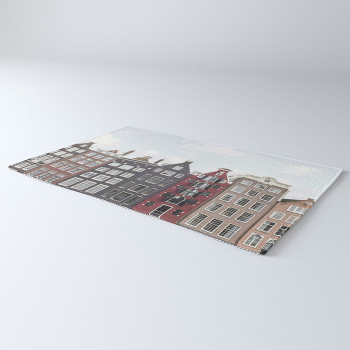 Typical Houses Of Amsterdam Picture | Dutch Urban City Architecture Art Print | Europe Travel Photography Rug Gallery Image 3
