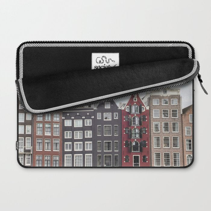 Typical Houses Of Amsterdam Picture | Dutch Urban City Architecture Art Print | Europe Travel Photography Laptop Sleeve Gallery Image 2