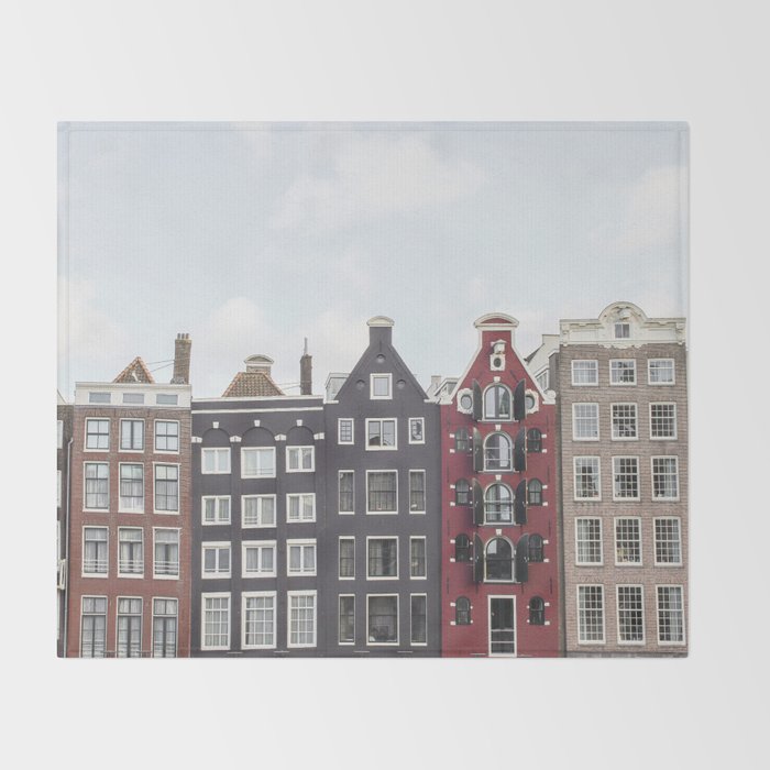 Typical Houses Of Amsterdam Picture | Dutch Urban City Architecture Art Print | Europe Travel Photography Throw Blanket Gallery Image 2