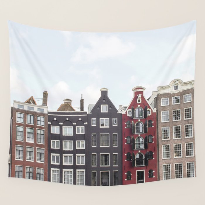 Typical Houses Of Amsterdam Picture | Dutch Urban City Architecture Art Print | Europe Travel Photography Wall Tapestry Gallery Image 4