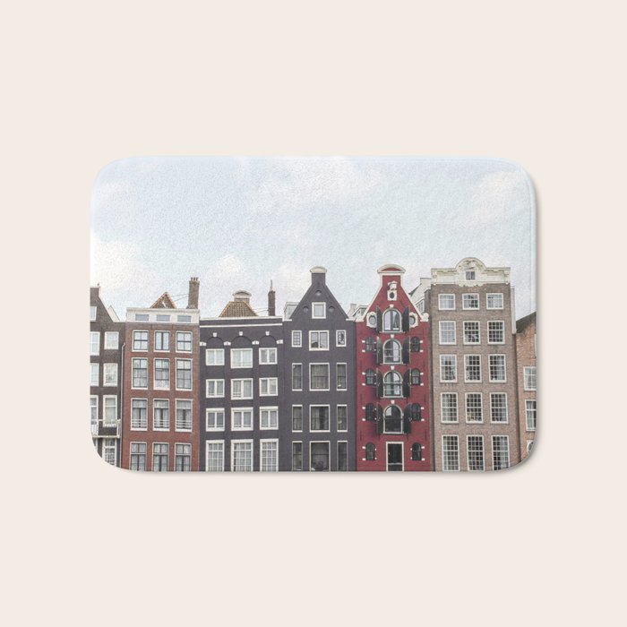 Typical Houses Of Amsterdam Picture | Dutch Urban City Architecture Art Print | Europe Travel Photography Bath Mat Gallery Image 1
