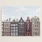 Typical Houses Of Amsterdam Picture | Dutch Urban City Architecture Art Print | Europe Travel Photography Jigsaw Puzzle Gallery Image 1