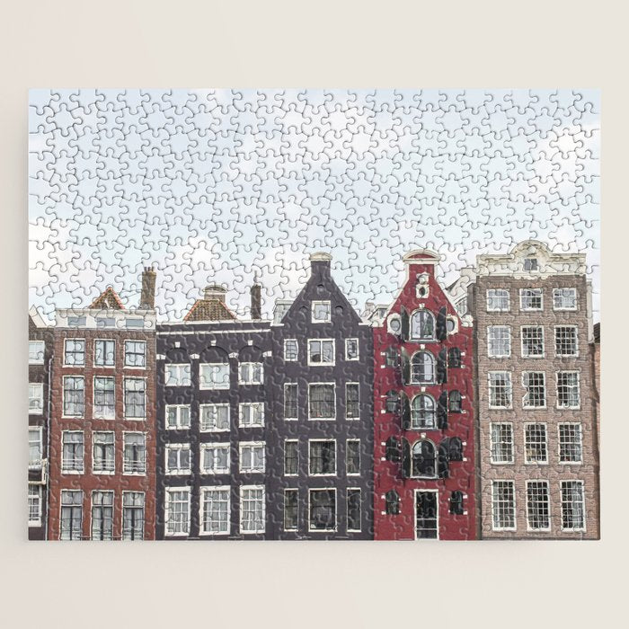 Typical Houses Of Amsterdam Picture | Dutch Urban City Architecture Art Print | Europe Travel Photography Jigsaw Puzzle Gallery Image 1