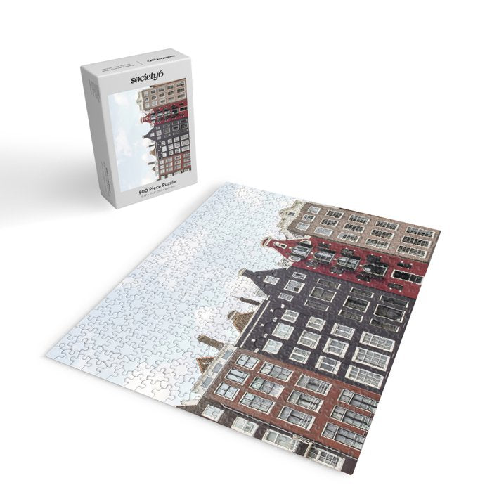 Typical Houses Of Amsterdam Picture | Dutch Urban City Architecture Art Print | Europe Travel Photography Jigsaw Puzzle Gallery Image 2